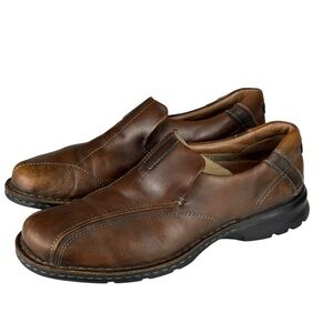 Clarks Collections Men's Size 10.5 Brown Leather Slip-On Loafers Shoes